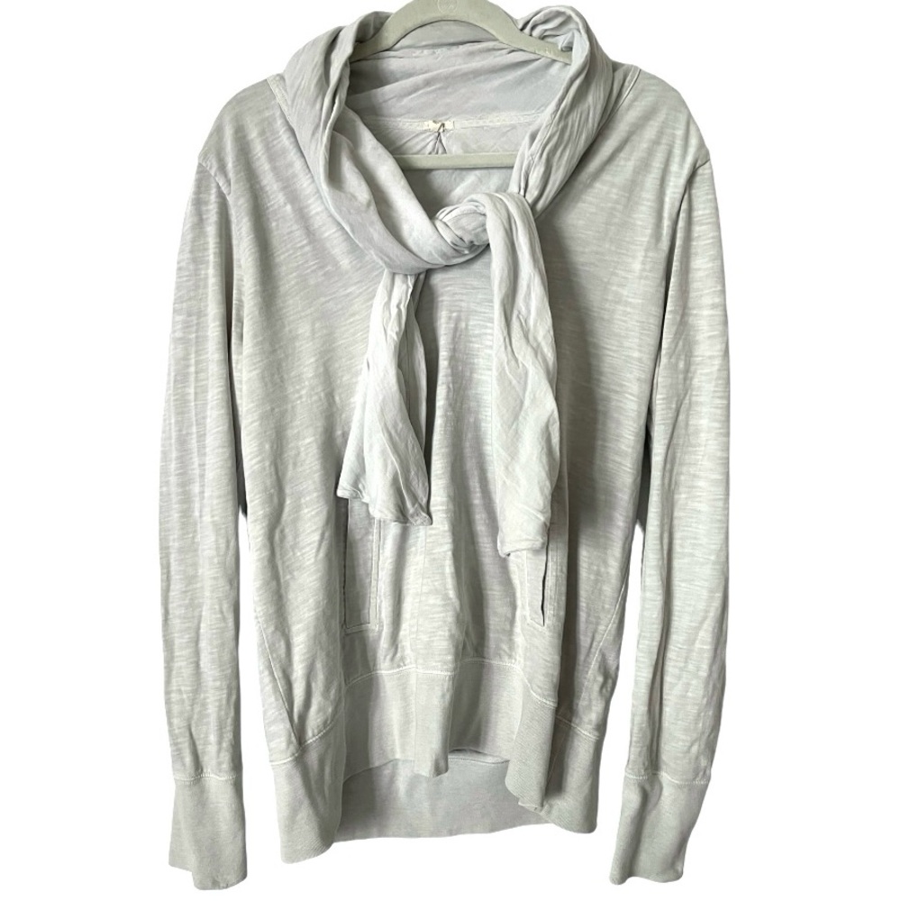J. Crew 100% Cotton Sweatshirt with Tie Neck Light Grey L